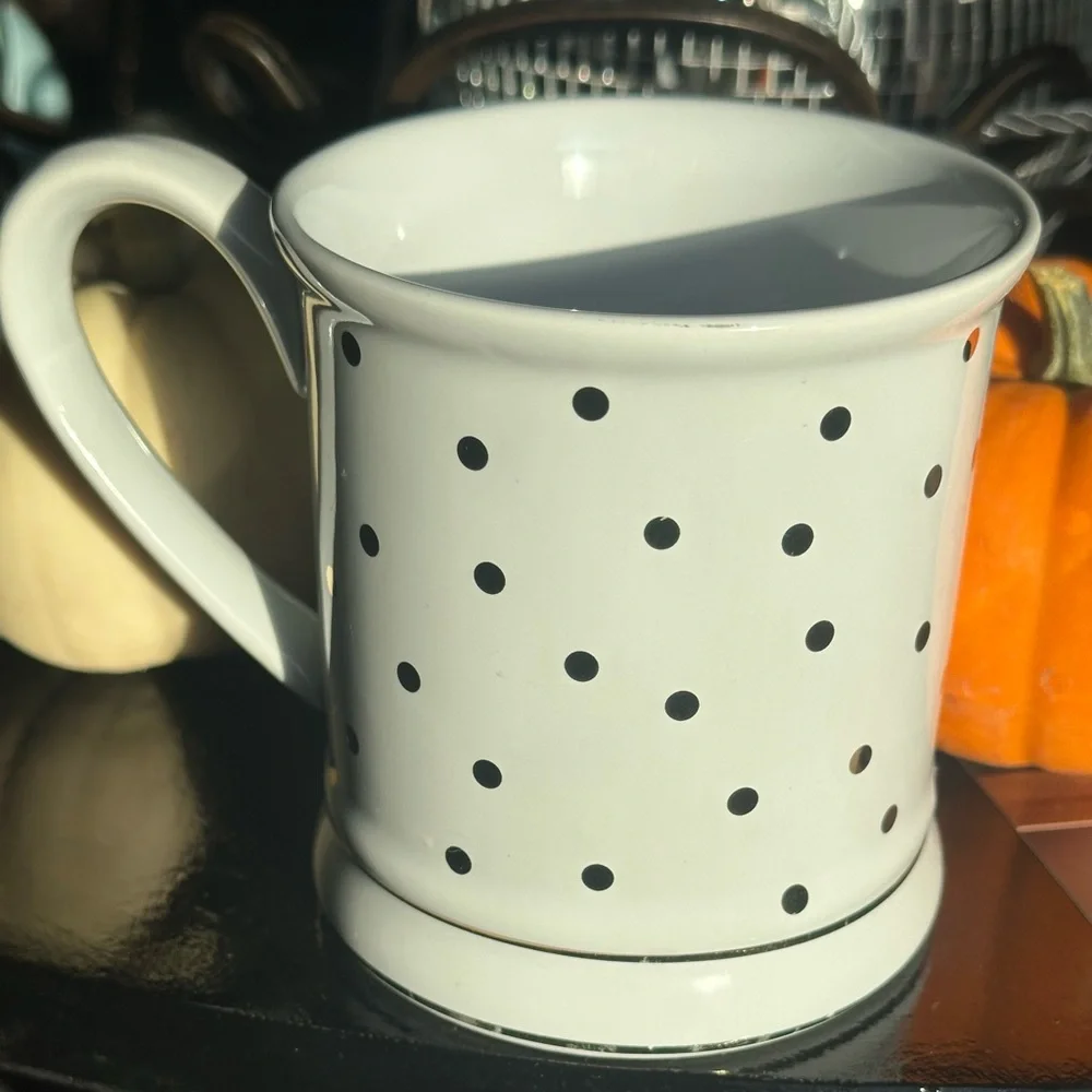 Pier 1 Monogram B Mug Gold Polka Dot Stoneware Gift Initial Cup